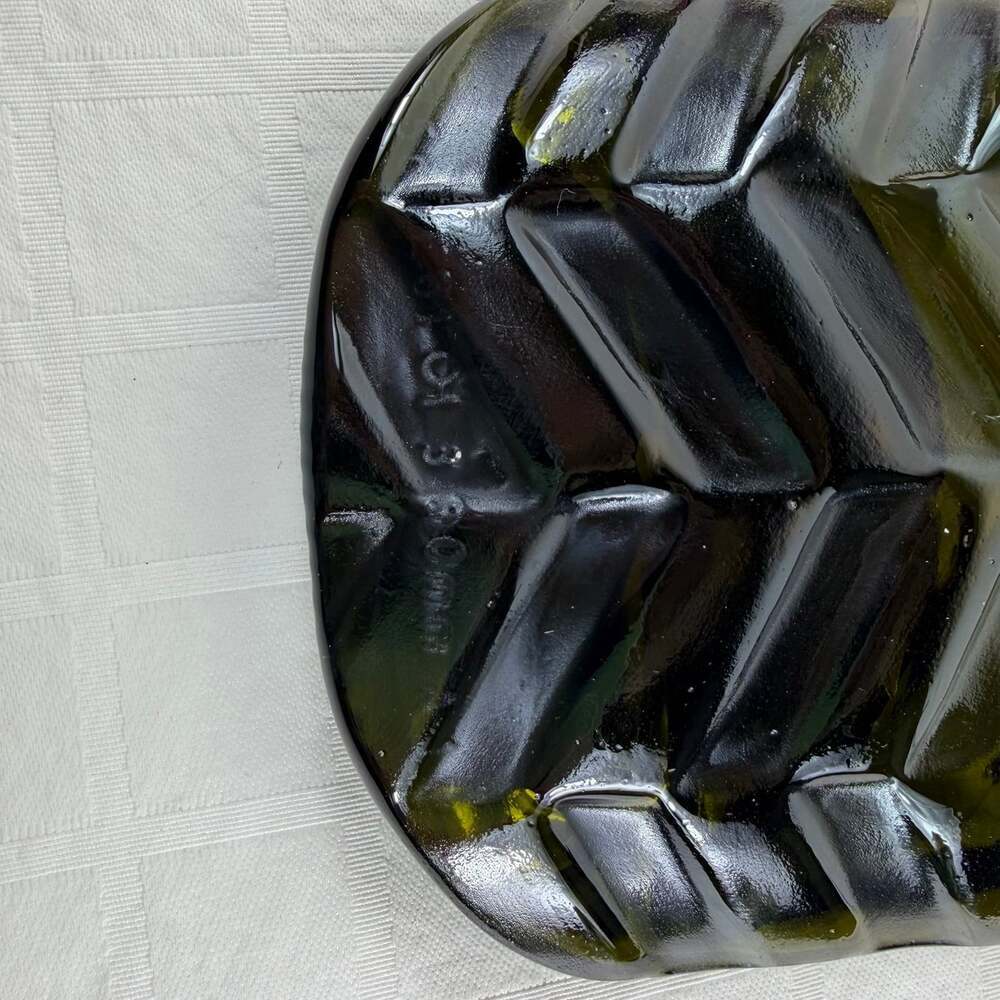 Melted Green  Glass Wine Bottle Tray 11 1/2”x4” Handmade Unique Gift - Picture 9 of 9